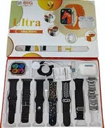 Ultra 7 in 1 Big 2.03 Infinite Display Smartwatch with Multi-Color Strap and Free Size: PICSTAR Multi-Saver Pack